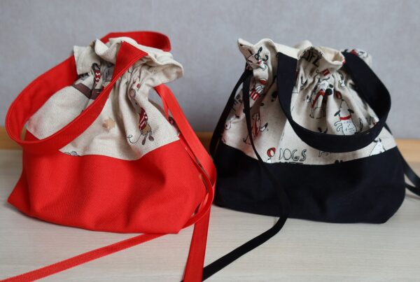 Sac pochon rouge et noir