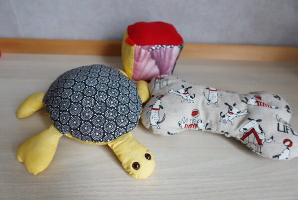 Jouets pour chien et chat fait main en forme d'os et de tortue